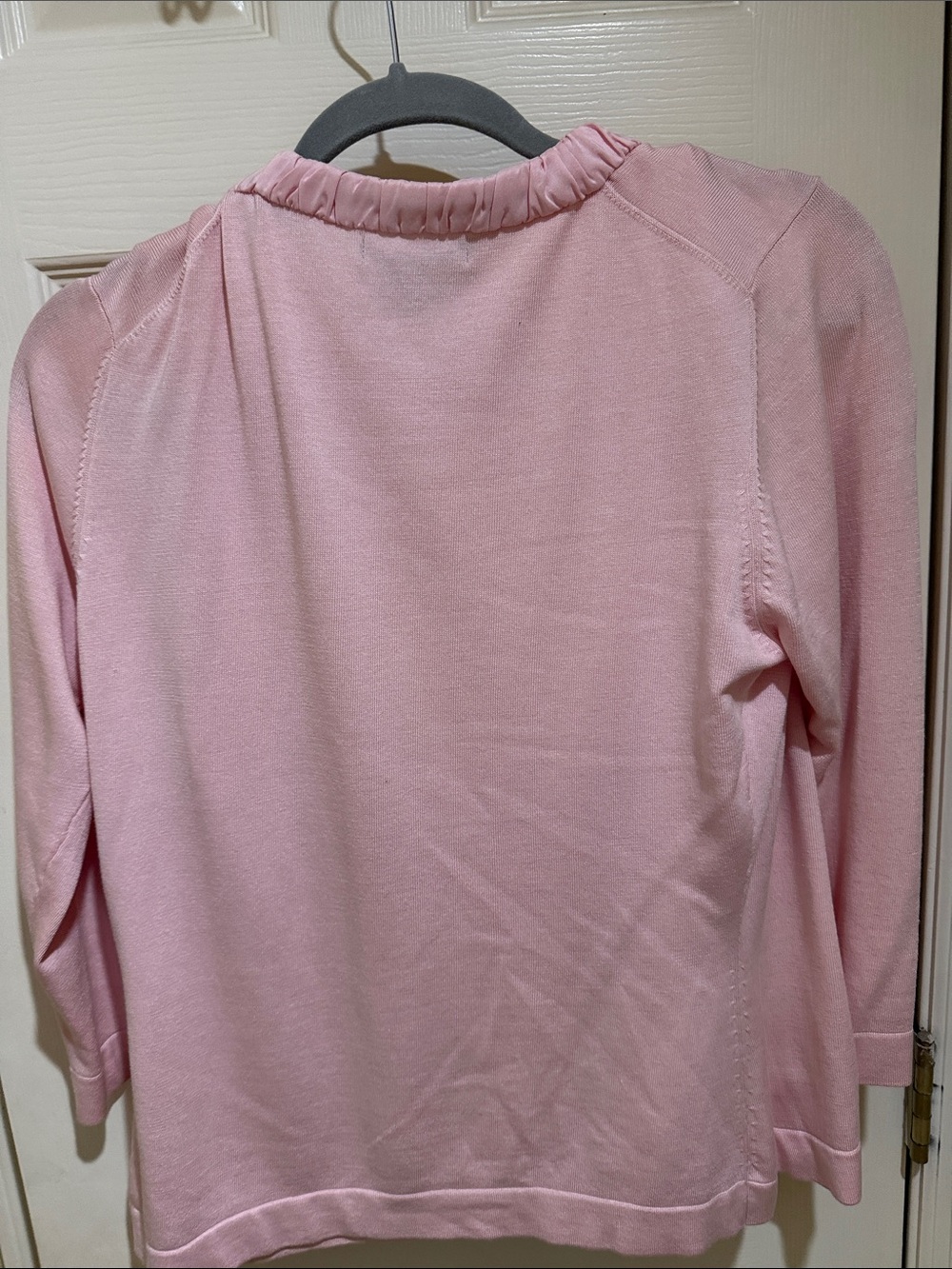Talbots Light Pink Ruffle Trim Open Cardigan Sweater Set - Picture 4 of 4
